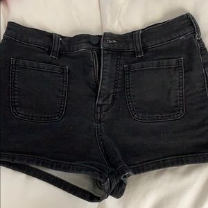 Free people black denim shorts